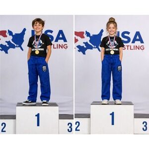 Moya Brand 025 Kids BJJ Jiu Jitsu Gi Pants Royal Blue Size K2 Martial Arts